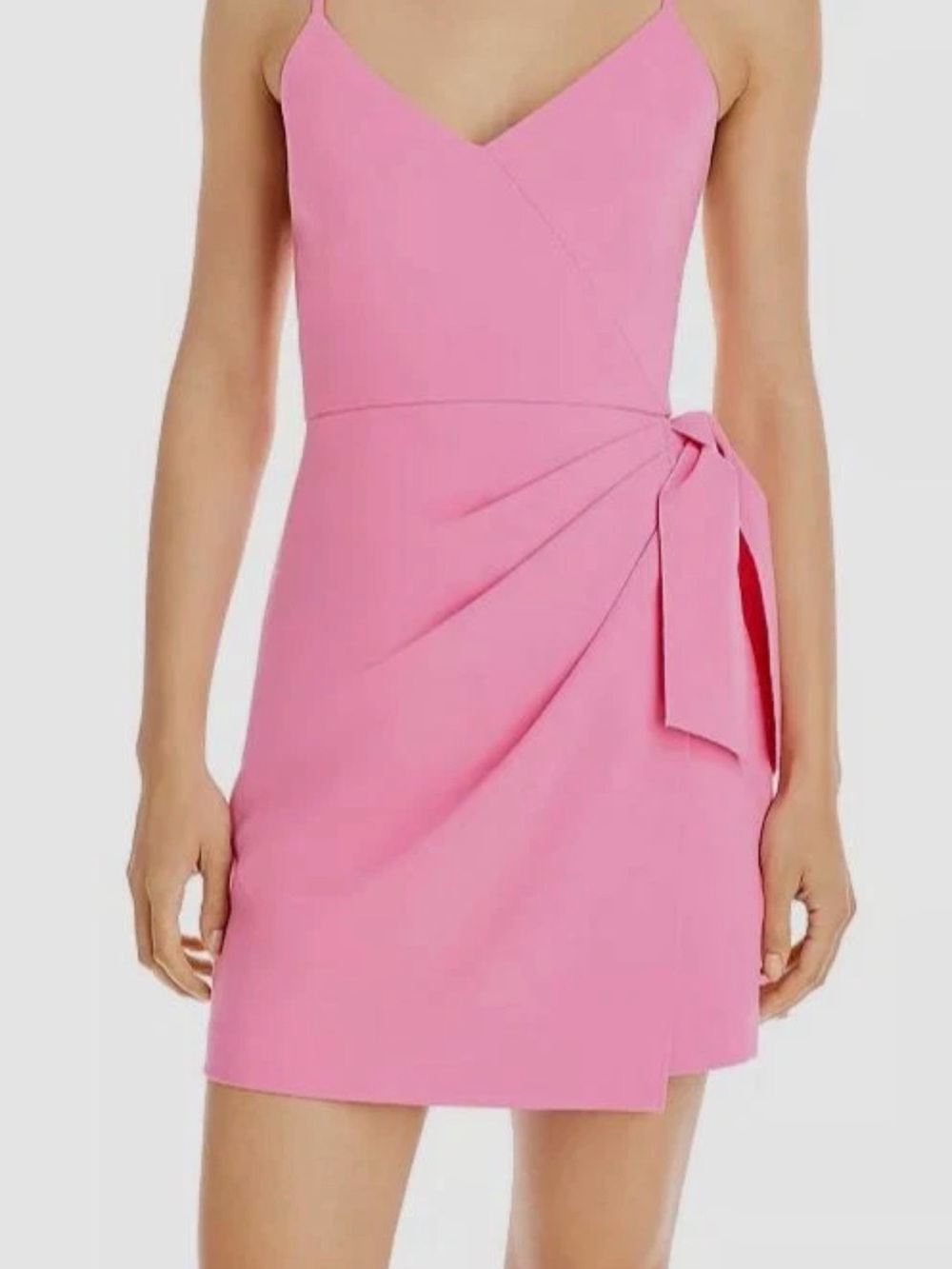 French Connection Pink V-Neck Side-Tie Mini Dress